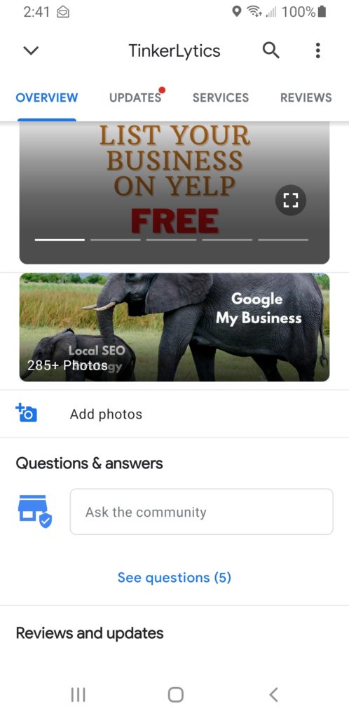 Viewing Question and answers on google my business from a mobile phone