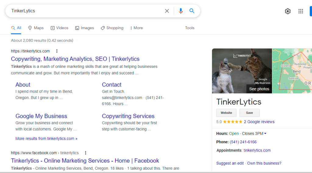 Google search results to find GMB panel for q and a section.